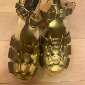 Swedish Hasbeens Gold sky high Sandal size 41 (us 10)